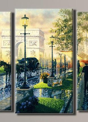 "вечерняя прогулка" модульная картина на холсте для интерьера