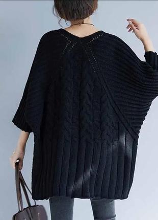 Большой вязаный свитер "летучая мышь"2 фото