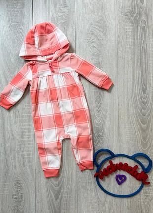 Ромпер флисовый с капюшоном