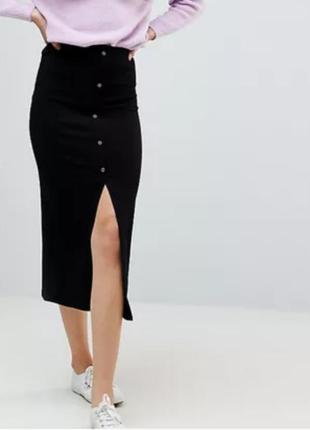 Спідниця з розрізом спереду хс-м рубчиком zara