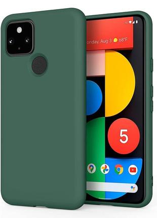 Силіконовий чохол для google pixel 5a 5g темно-зелений з мікрофіброю soft touch