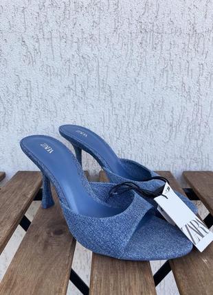 Стильные джинсовые босоножки мюли zara новые 38 размер