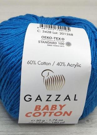 Пряжа gazzal baby cotton цвет 3428 темная бирюза