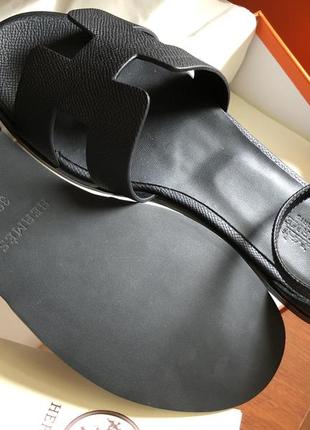 Босоніжки у стилі hermes exploring шкіра шкіряні чорні сандалі ерме натуральна7 фото