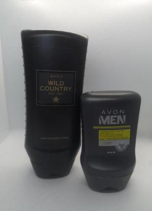 Чоловічий набір avon 2в1 гель для душа та шампунь ➕ 2в1 бальзам після гоління та зволожуючий крем для обличчя avon men та wild country