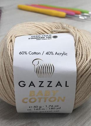 Пряжа gazzal baby cotton цвет 3445 кремовый