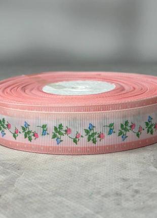 2,5 см стрічка репсова з принтом на відріз - #746/3 рожевий2 фото