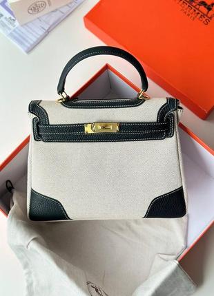 Сумка hermes kelly size 26*20 cm текстиль , шкіра