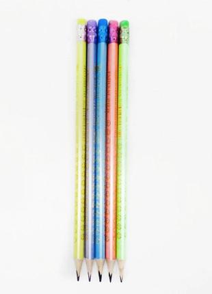 Олівець чорний графіт нв з гумкою макарун смайл2 фото