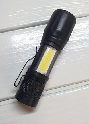 Мини фонарик 2 в 1 + прожектор с креплением на одежду фонарь тактический