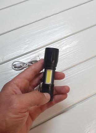 Мини фонарик 2 в 1 + прожектор с креплением на одежду фонарь тактический