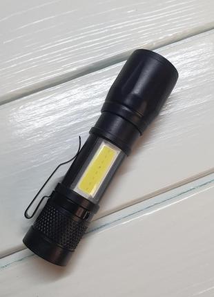 Мини фонарик 2 в 1 + прожектор с креплением на одежду фонарь тактический