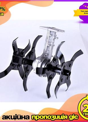 Насадка-культиватор 28*9t для бензокоси з ножами шир. 300 глиб. 200 8 ножів ø валу 18,8 ø штока 28, ve-33