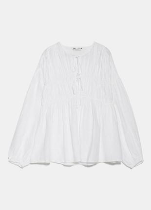 Zara білосніжна вільна блуза льон9 фото