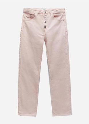 Розовые джинсы высокий пояс1 фото