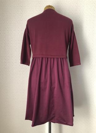 Интересное комбинированное платье винного цвета от weekend max mara, размер l-xl3 фото