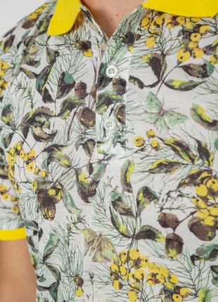 Поло мужское с принтом, цвет желто-молочный, 247r307