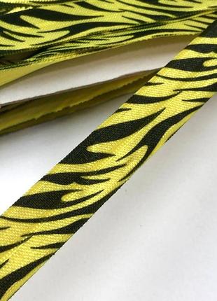 Бейка трикотажна-стрейч зебра жовта -1,5 см1 фото