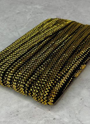 Декоративна тасьма-гумка "фольга" 2,5 см - золота2 фото