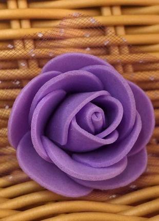 Роза с фатином латексная (фоамиран), бутон 3 см - фиолетовый