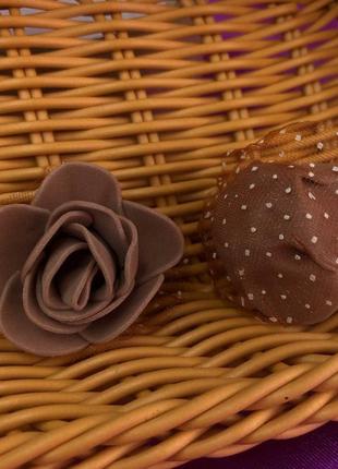 Роза с фатином латексная (фоамиран), бутон 3 см - коричневый2 фото
