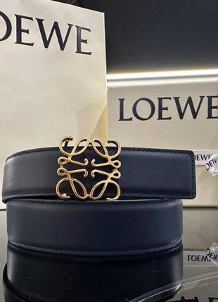 Ремень loewe кожа двухсторонний темно-синий/черный