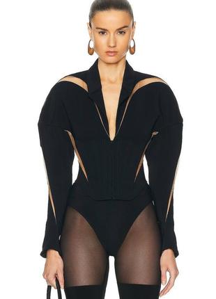 Жакет mugler чорний з сіткою