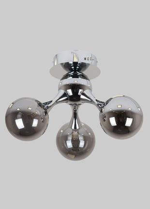 Серебряная современная люстра на 3 черных плафона (52-9817-3 cr+bk)