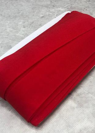 Трикотажна окантовочна бейка (стрейч) 3,8 см - червона2 фото