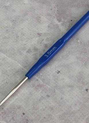 Крючок для вязания sindtex синий #3 с пластиковой ручкой3 фото
