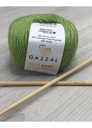 Пряжа gazzal – baby wool xl колір 838 хакі