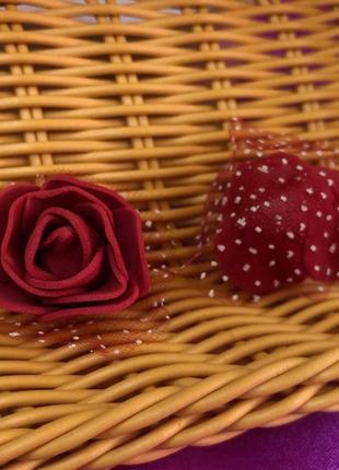 Роза с фатином латексная (фоамиран), бутон 3 см - бордовый2 фото