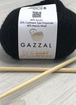 Пряжа gazzal – baby wool xl колір 803 чорний