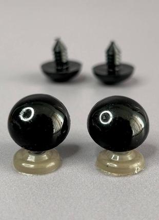 10 шт - очі гвинтові для іграшок 18 мм з фіксатором - чорний1 фото