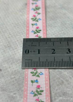 1,5 см стрічка репсова з принтом на відріз - #746/3 рожевий3 фото