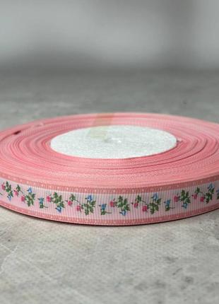 1,5 см лента репсовая с принтом на метраж - #746/3 розовый2 фото