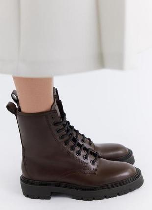 Zara боти шкіряні демисезон підкладка дрібний мєх 38р