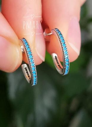 Серебряные серьги гвоздики с бирюзой