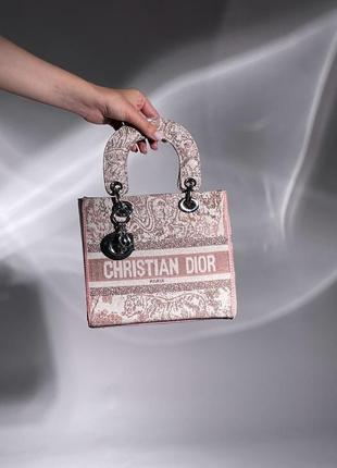 Сумка christian dior lady d-lite pink white2 фото