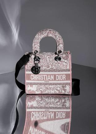 Сумка в стиле christian dior lady d-lite pink white3 фото