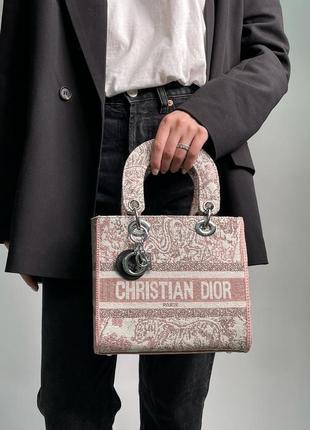 Сумка в стиле christian dior lady d-lite pink white5 фото