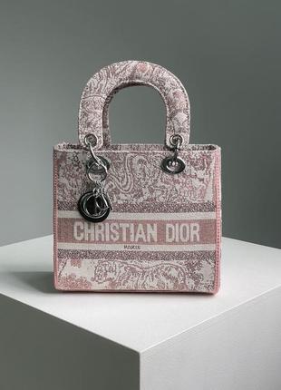 Сумка christian dior lady d-lite pink white1 фото