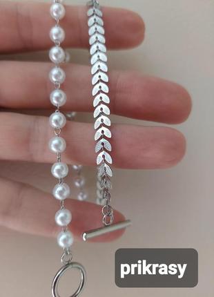 Медсталь колье с жемчужинами 3