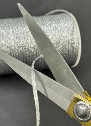Корсетный шнур, парчевый плоский 3мм - серебро