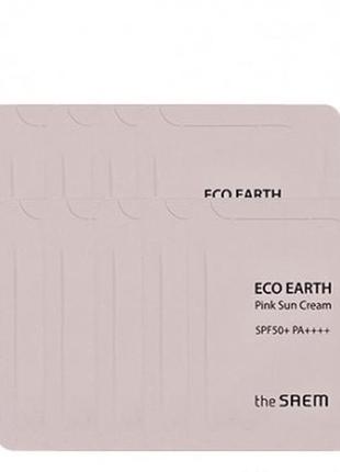 Сонцезахисний крем із каламіном пробник  the saem eco earth power pink sun cream 1,5 мл