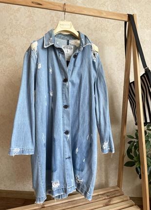 Сорочка-тренч з рваностями zara, р. l
