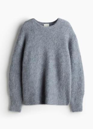 Свитер свитер мирер из мохера шерсти h&m hm 1199483006 голубой-серый премиум коллекция...