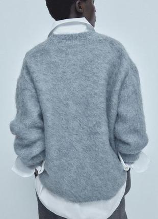 Свитер свитер мирер из мохера шерсти h&m hm 1199483006 голубой-серый премиум коллекция...