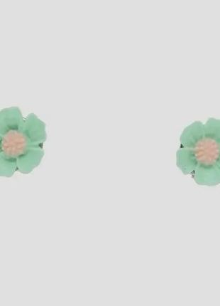 Сережки-пусети «м'ятні квіточки» дитячі 8мм салатовий