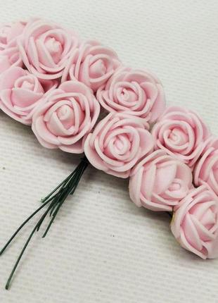 Фоаміранові трояндочки з фатіном (144шт) ніжно рожевий2 фото
